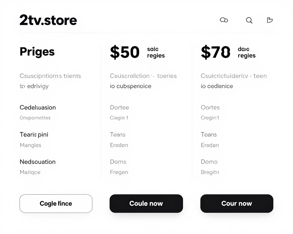 2tv.store pricing page showing subscription options