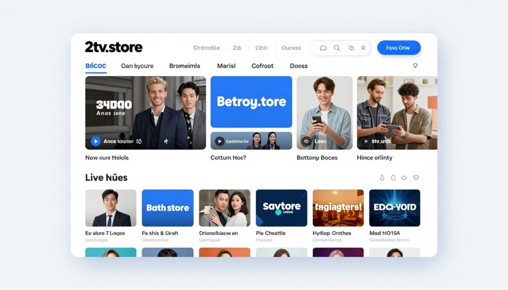 2tv.store service interface showing premium features and content