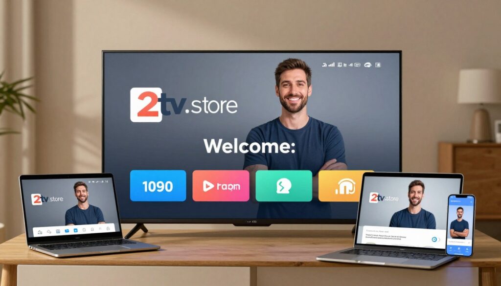 2tv.store welcome screen on multiple devices