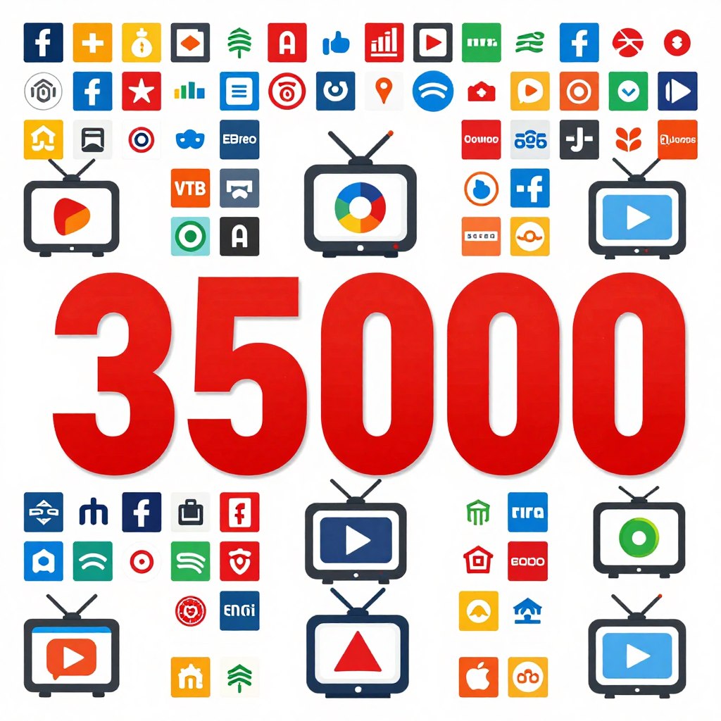 35000 channels icon representing massive content library