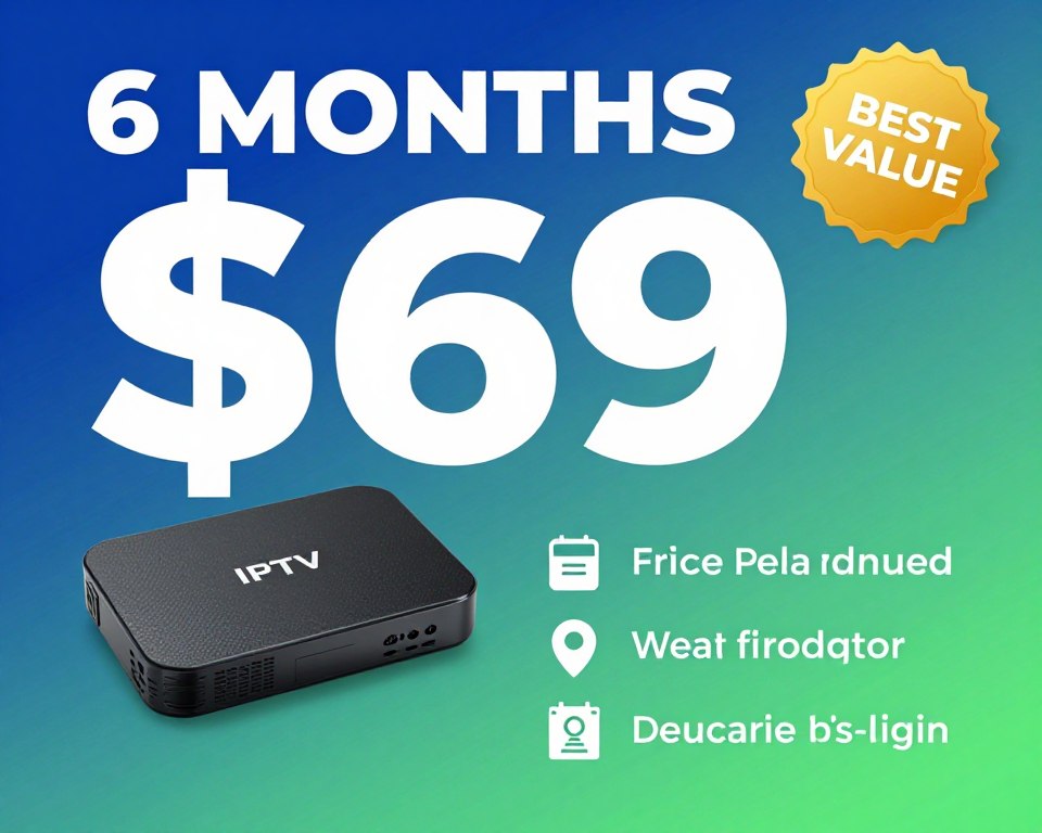 6 months IPTV subscription plan promotional image highlighting best value