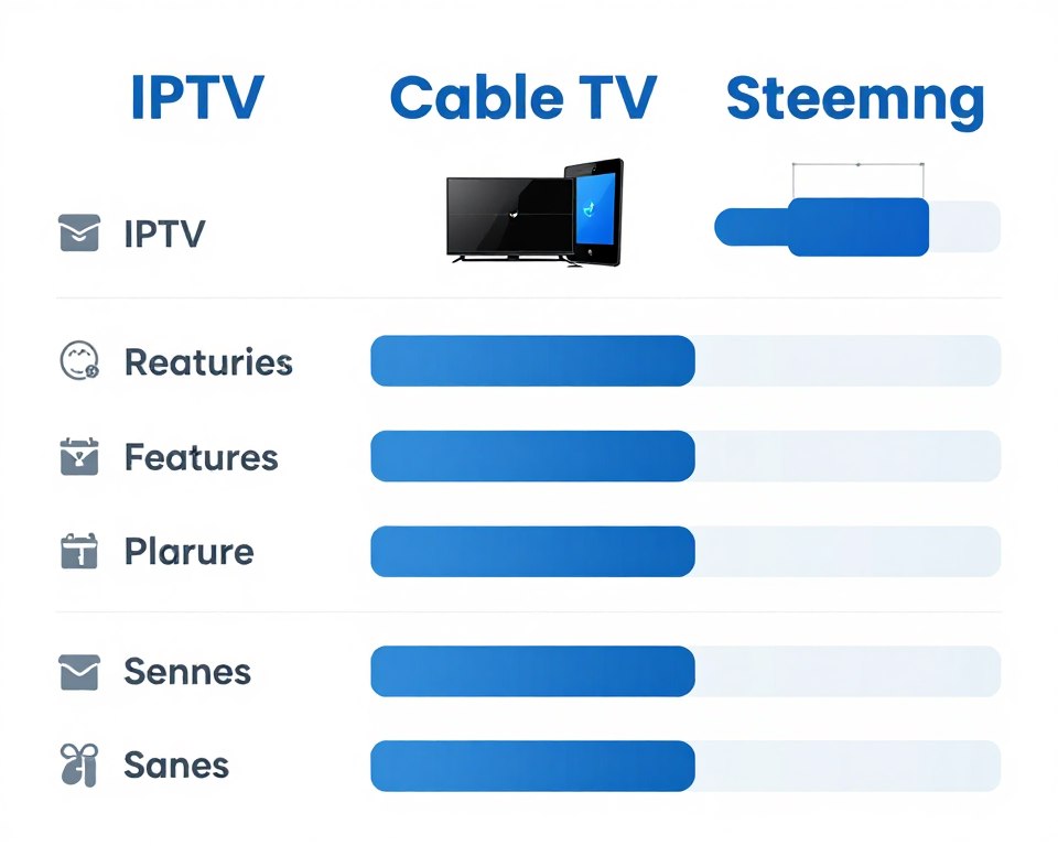 Comparison chart of IPTV vs cable vs streaming services