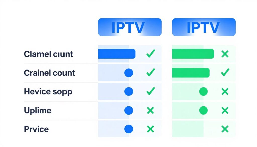Comparison chart showing features and pricing of top IPTV providers in United States market