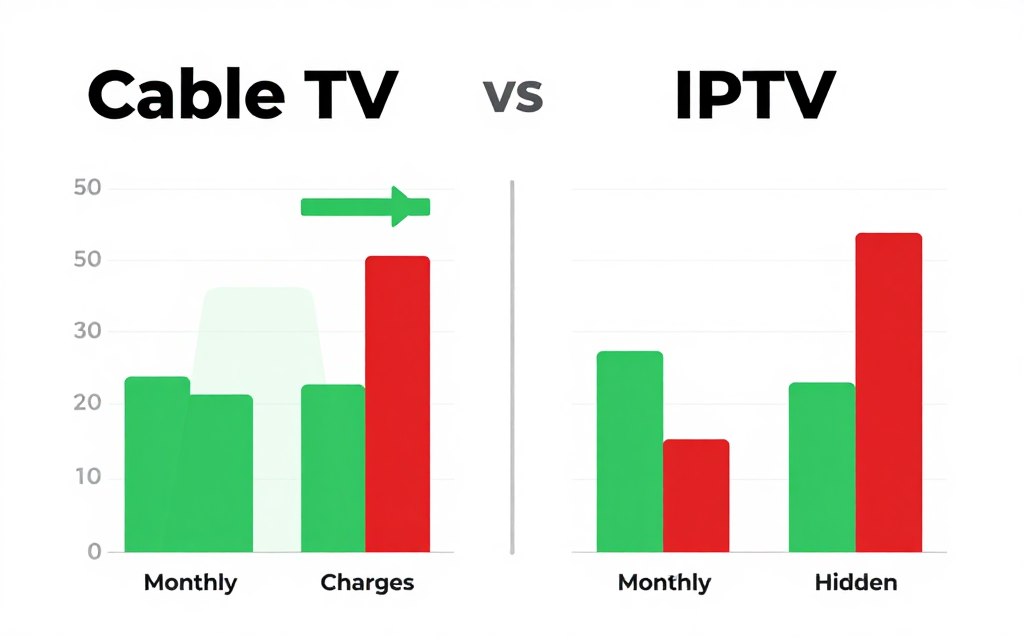 Cost comparison chart between cable television and IPTV service subscriptions