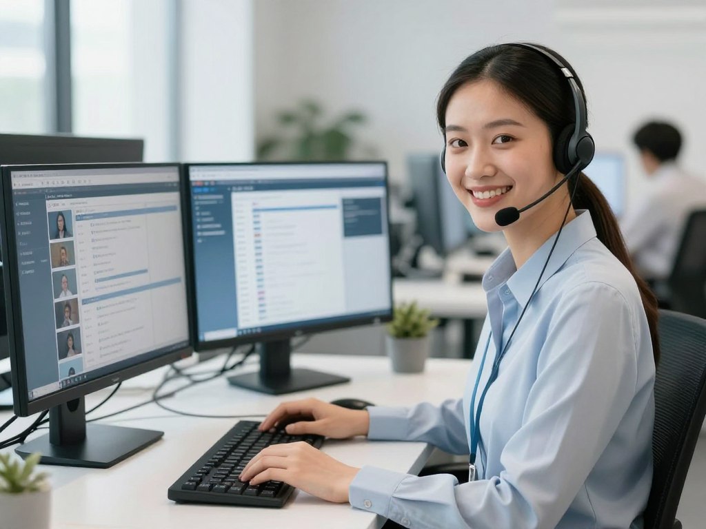 Customer support representative helping IPTV subscriber via chat and phone support