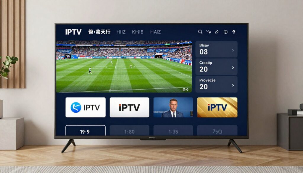 High quality 4K streaming on large smart TV showing sports content