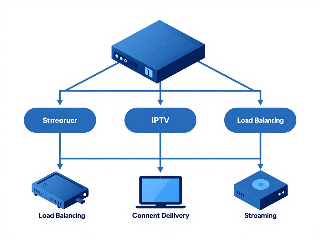 IPTV technology infrastructure showing servers and content delivery network