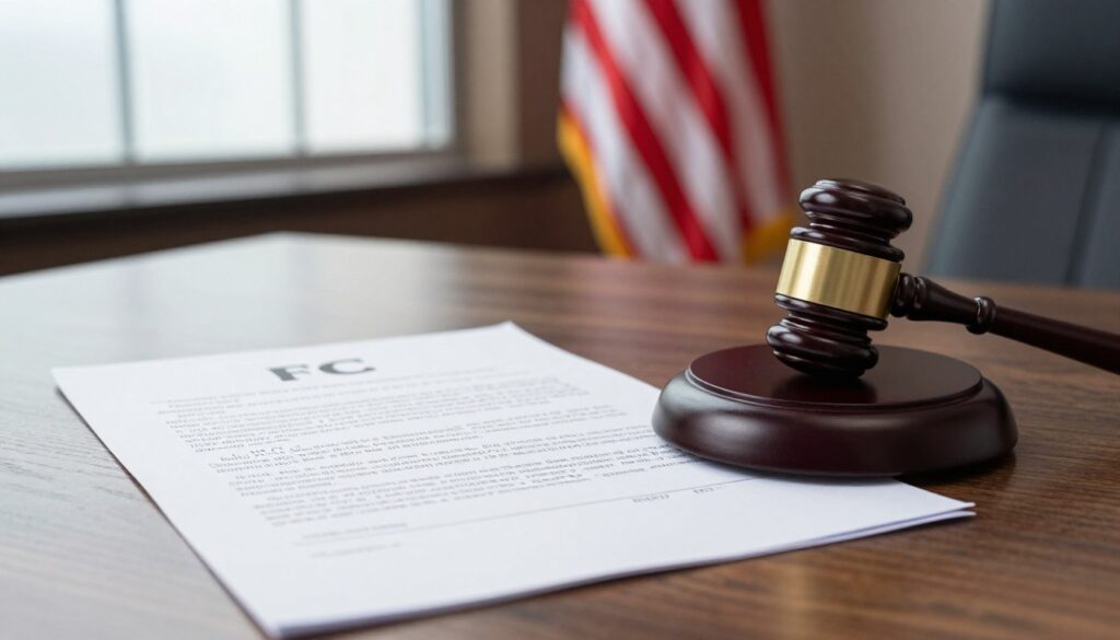 Legal documents and gavel representing IPTV service legality and compliance in United States