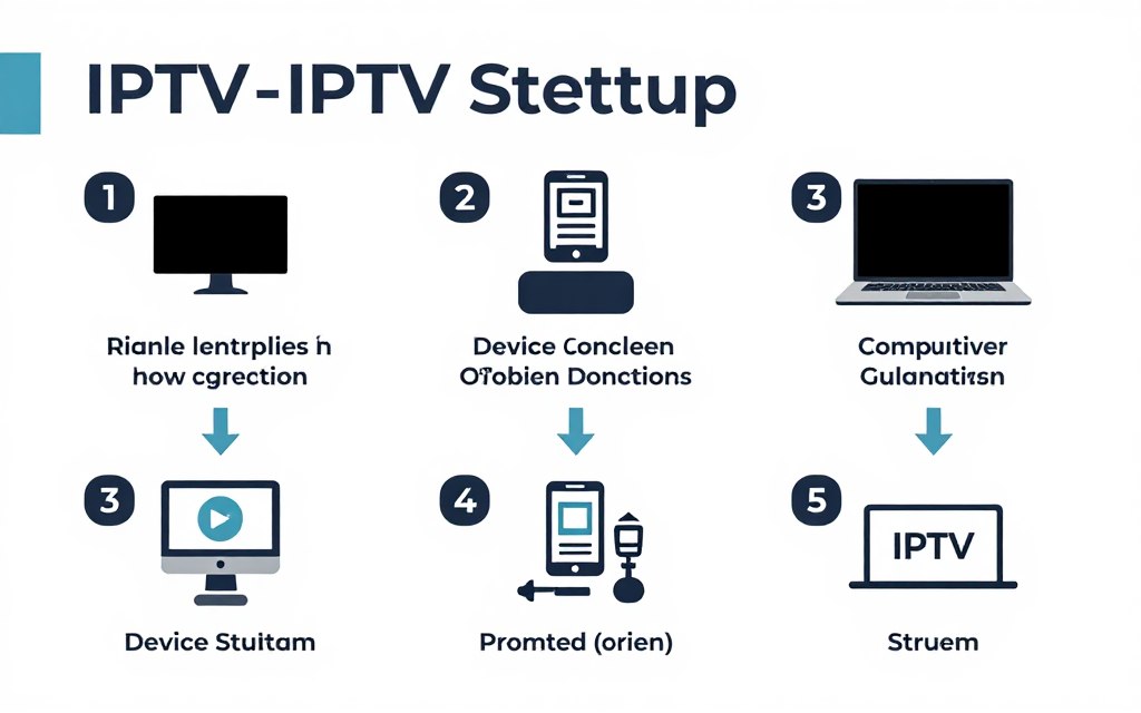 Step-by-step IPTV setup process infographic