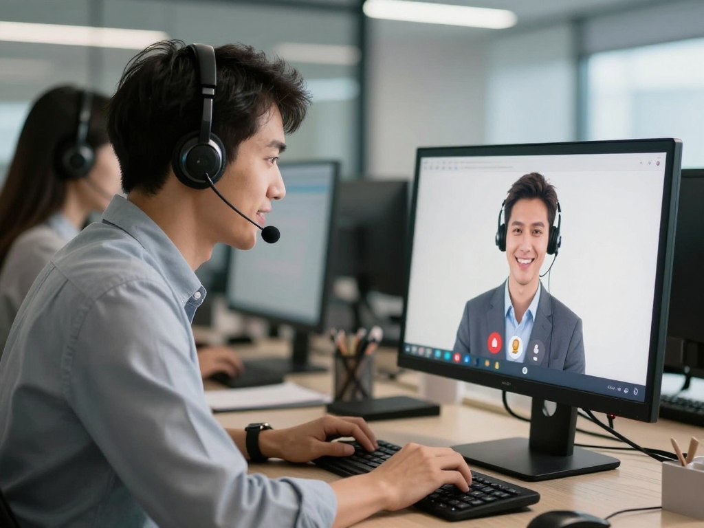 customer service representative answering iptv questions via chat