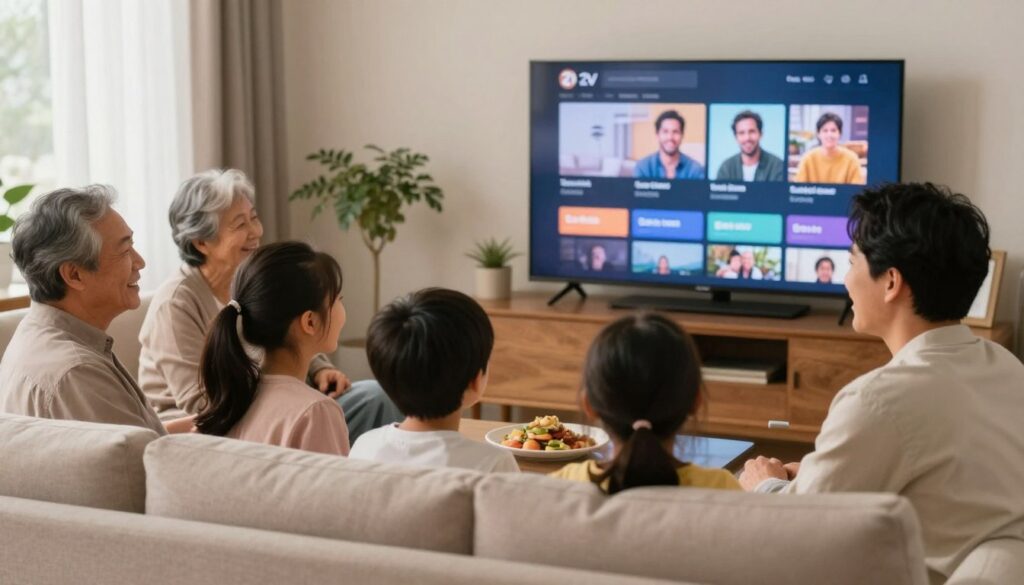 happy family enjoying affordable iptv streaming together