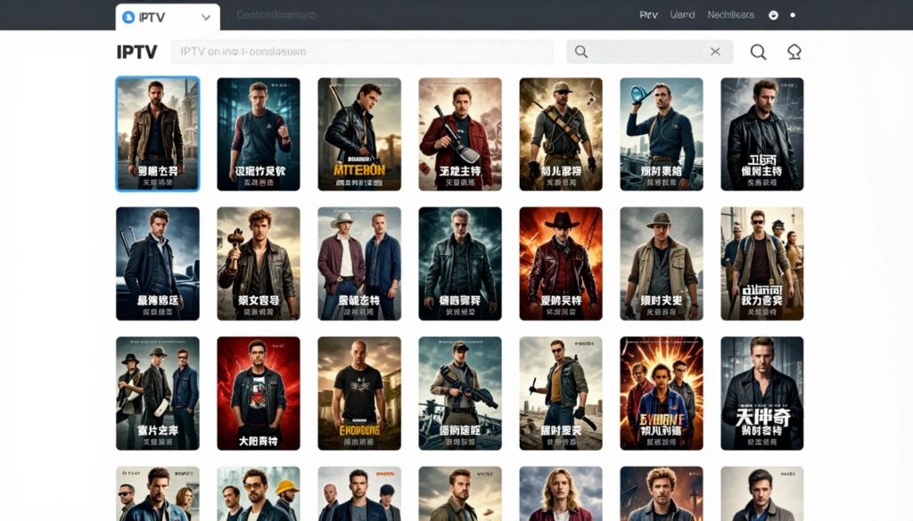 iptv movie library interface showing thousands of films