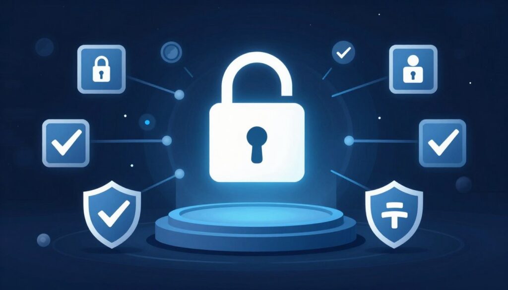 secure online streaming with encryption and legal compliance symbols