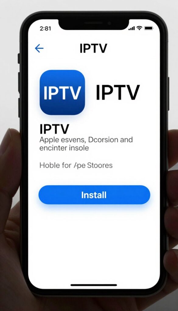 smartphone showing iptv app installation from app store